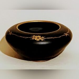 Tiffin glass frosted black amethyst bowl vase frosted gilt black amethyst